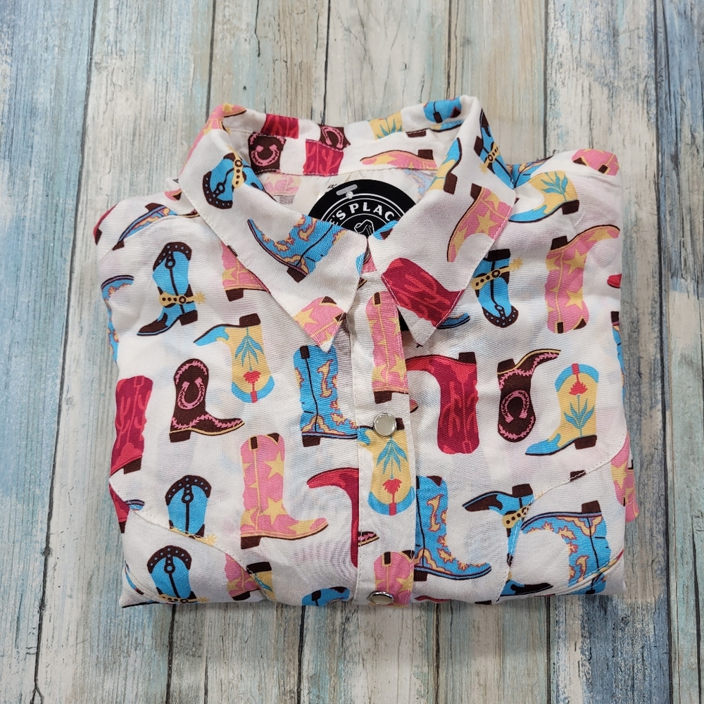 ROPER Colorful Boot Print Button-Up Shirt - Picture 11 of 12